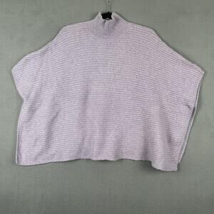 J Jill Sweater Poncho Womens S L Lavender Mock Neck Knit Pullover Cozy Cape
